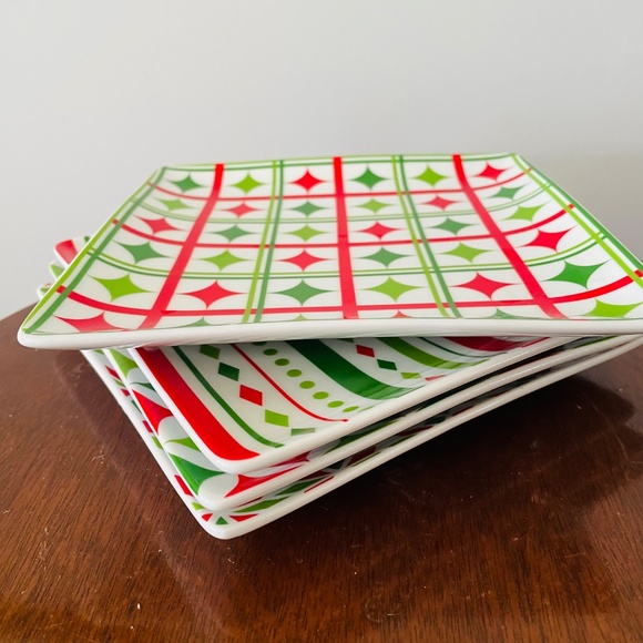 Design Design Set of 4 square Christmas dessert plates, Christmas Dessert plates - Picture 2 of 5